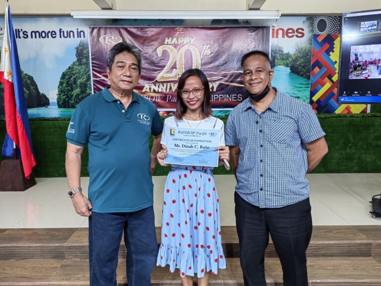 TrD Dinah Baño (C) recruit of SrD Jelyn Salamanca completed her training under GM/Trainer Victor Tuplano Jr. (R) and received her certificate from SD Santi Dapul (L).